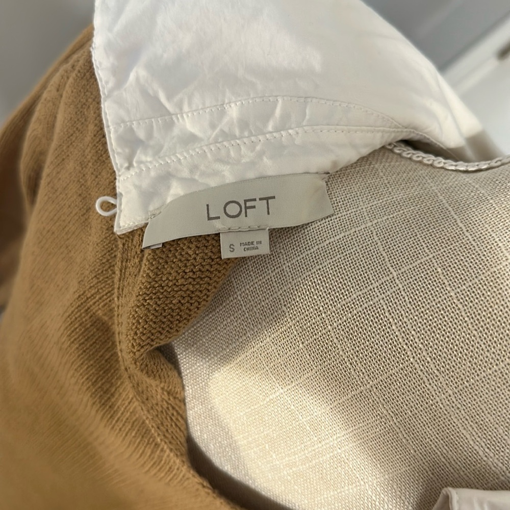 LOFT Tan Sweater with White and Black Details - Picture 3 of 4